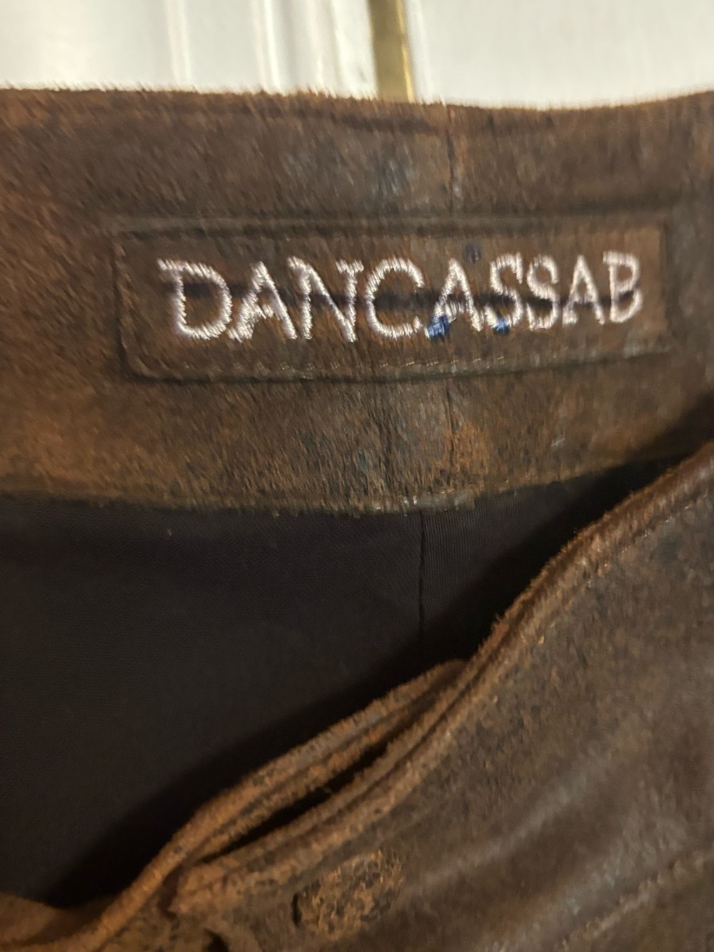 DAN CASSAB Brown Suede pants, Sz 26.runs small